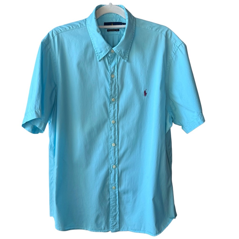 Ralph Lauren | Aqua 100% Cotton Featherweight Twill Button Down Shirt